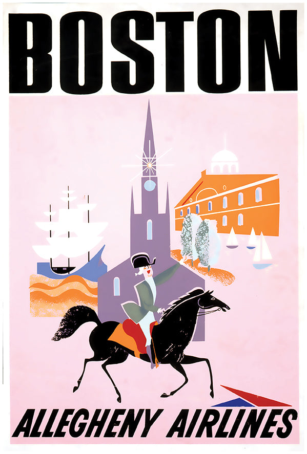 Allegheny Airlines - Boston - Vintage Travel Poster