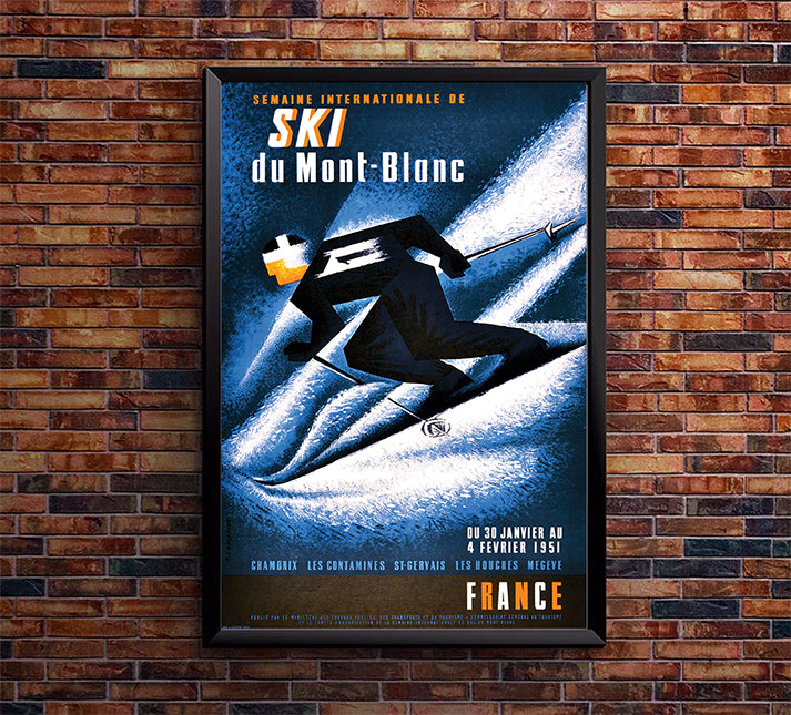 France - Ski du Mont Blanc - Vintage Travel Poster