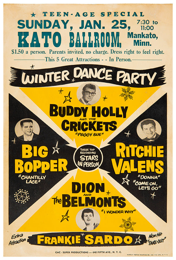 Buddy Holly - Richie Valens - Big Bopper - 1959 - Music Concert Poster