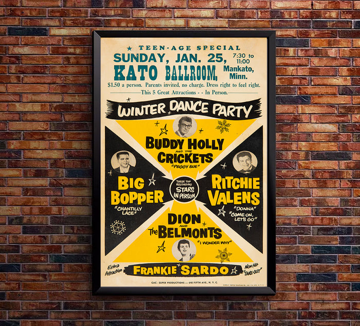 Buddy Holly - Richie Valens - Big Bopper - 1959 - Music Concert Poster