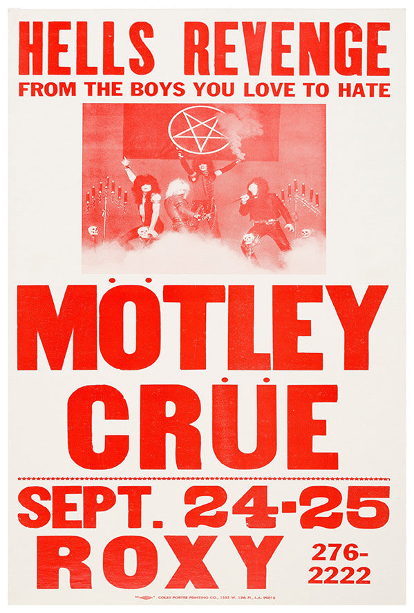 Motley Crue - Roxy - 1982 - Music Concert Poster