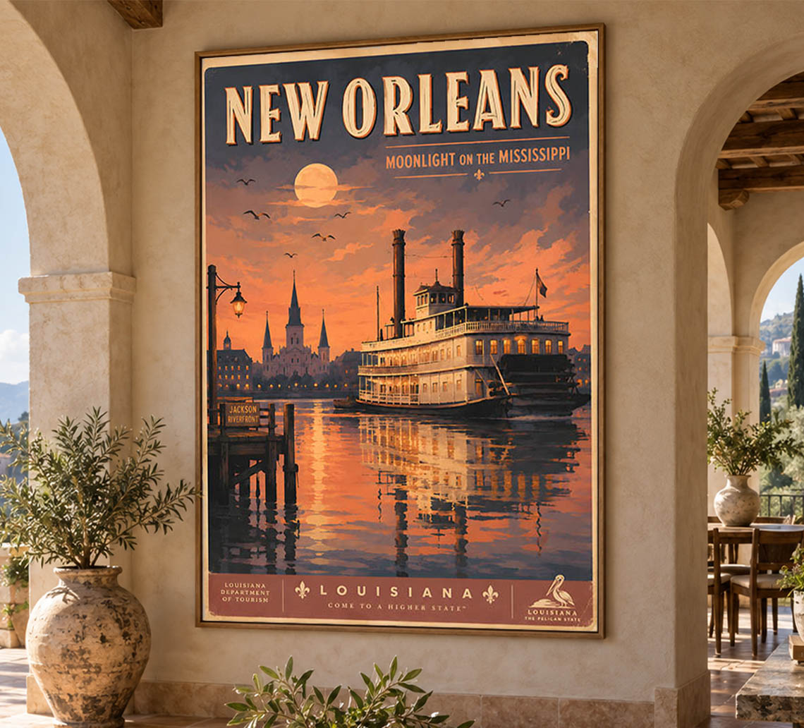 Louisiana - New Orleans v1 - Vintage Tourism Travel Poster