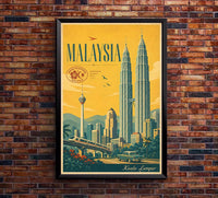 Malaysia - Kuala Lumpur - Vintage Tourism Travel Poster