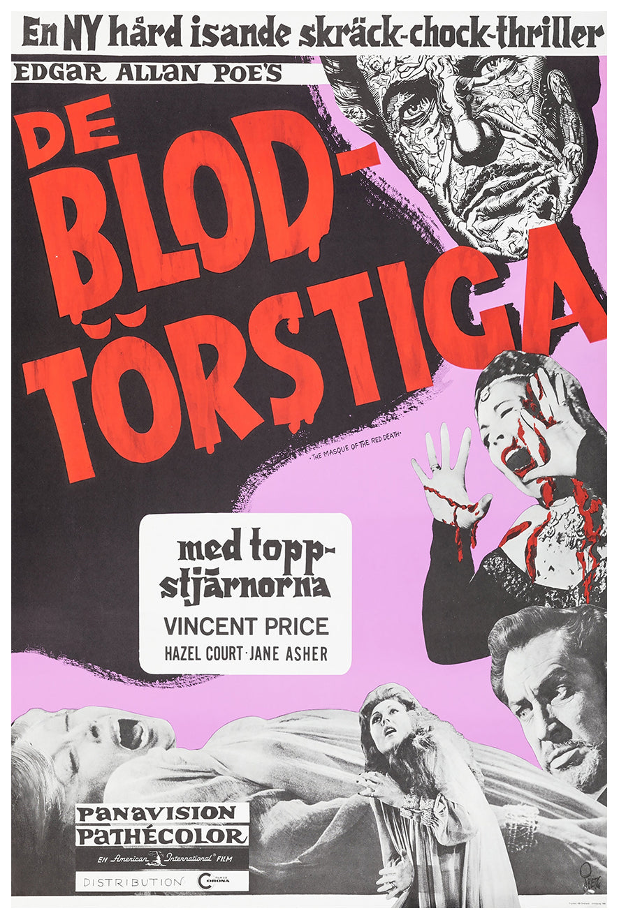 The Masque of the Red Death 1964 - Sweden - v1 - Classic Movie Poster