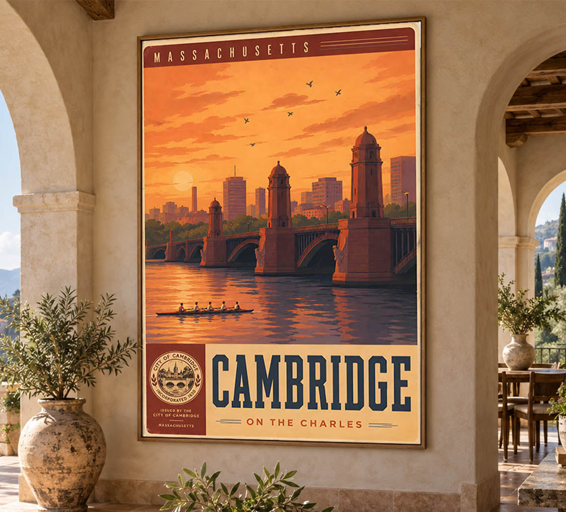 Massachusetts - Cambridge - Vintage Tourism Travel Poster