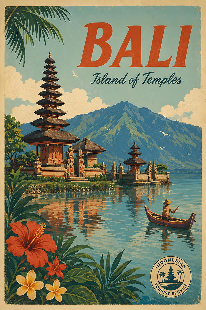 Indonesia - Bali - Vintage Tourism Travel Poster