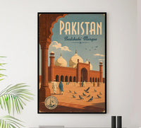 Badshahi Mosque - Pakistan - Vintage Tourism Travel Poster