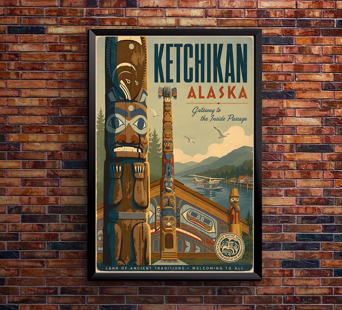 Alaska - Ketchikan - Vintage Tourism Travel Poster