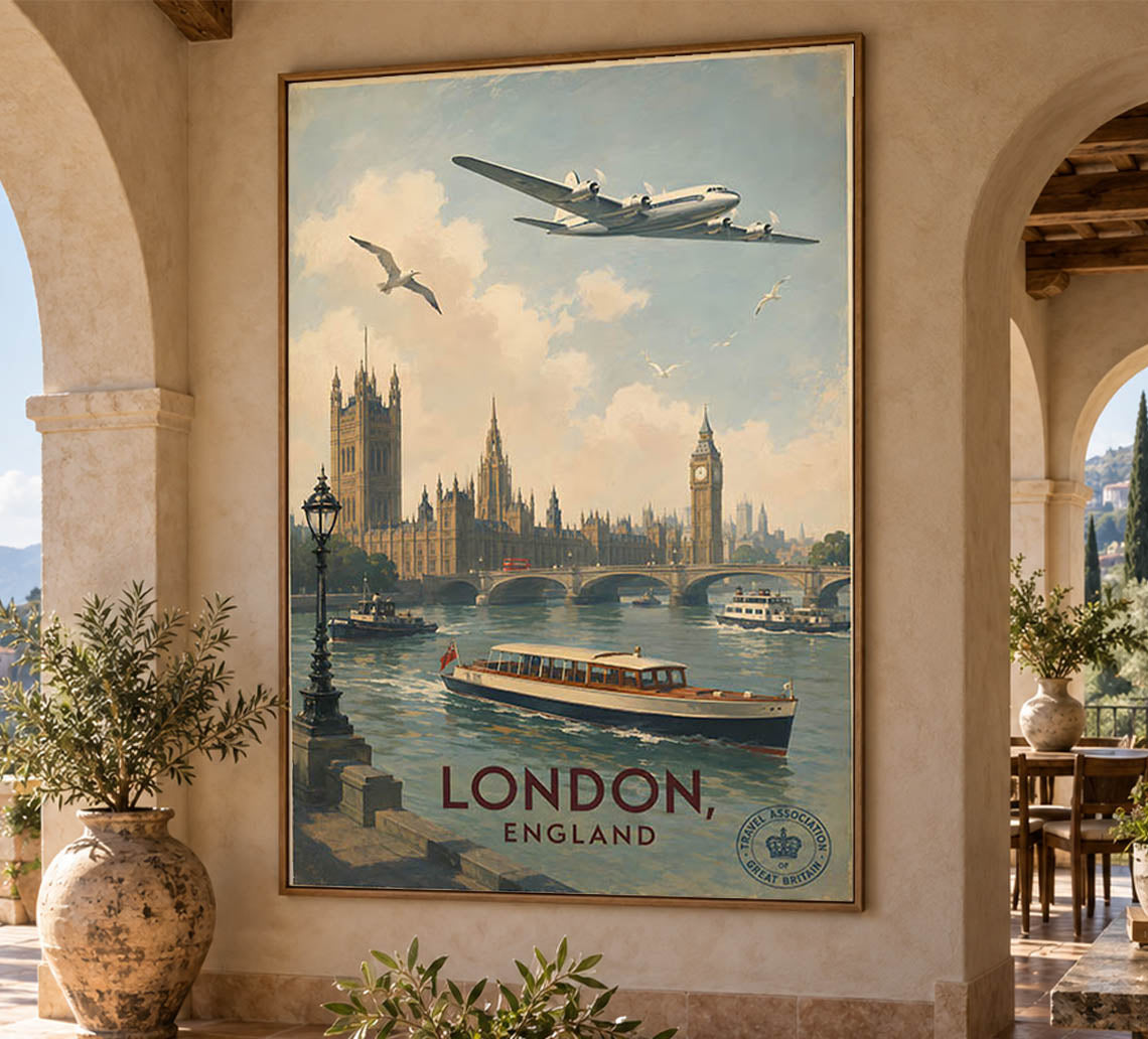 England - Air France - Vintage Tourism Travel Poster