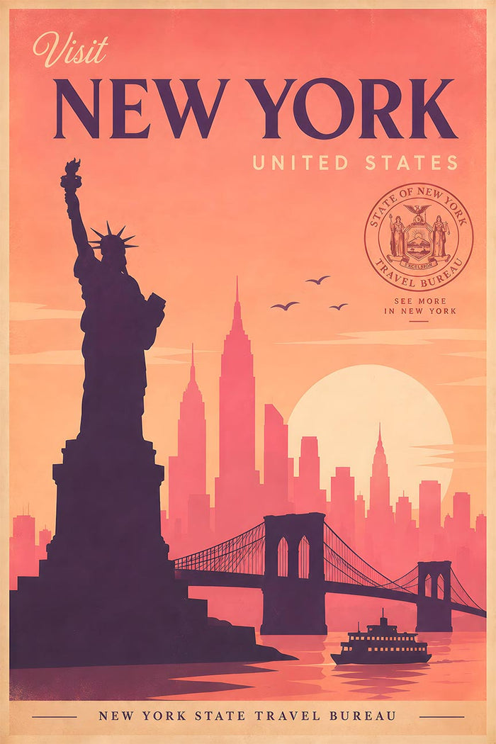 New York - Travel New York v2 - Vintage Tourism Travel Poster