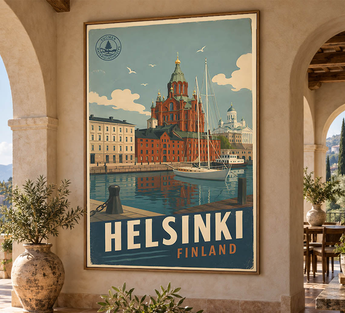 Finland - Helsinki - Vintage Tourism Travel Poster