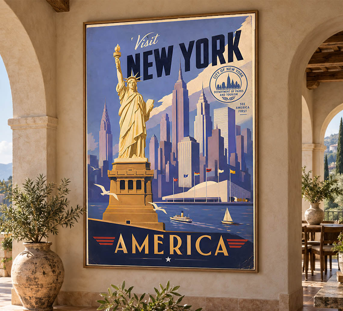 New York - Travel New York v4 - Vintage Tourism Travel Poster