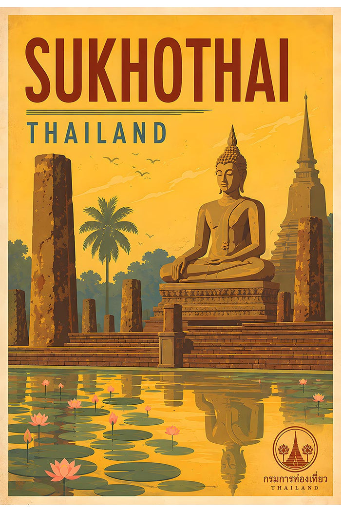 Thailand - Sukhothai - Vintage Tourism Travel Poster
