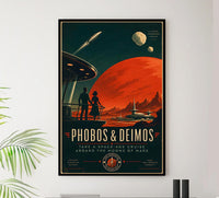 Mars - Phobos & Deimos - Vintage Tourism Travel Poster