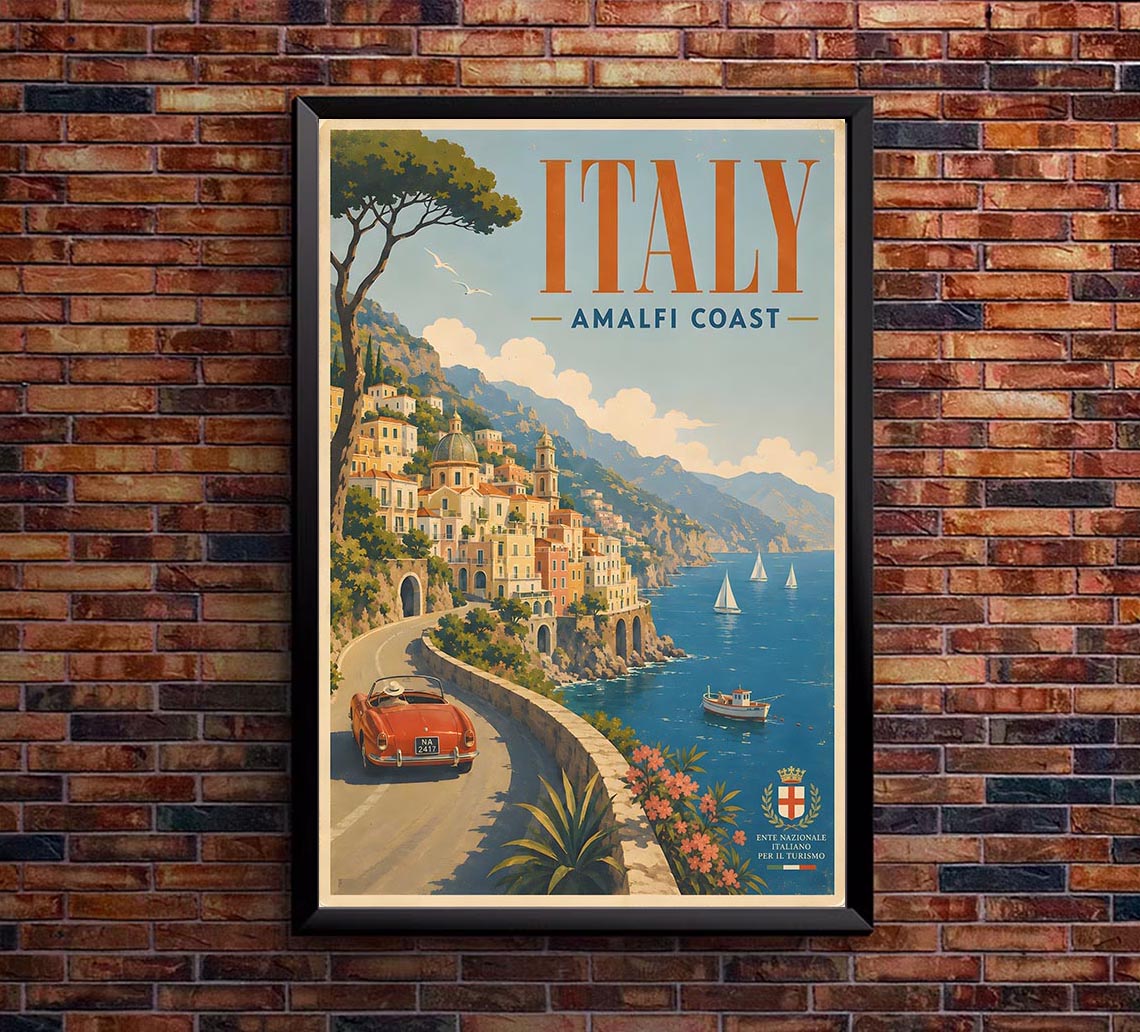 Italy - Amalfi Coast 1L - Vintage Tourism Travel Poster