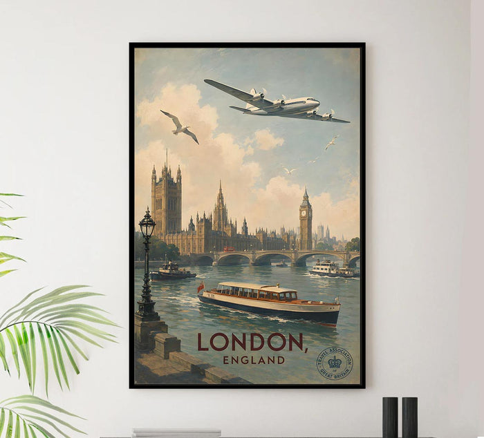 England - Air France - Vintage Tourism Travel Poster