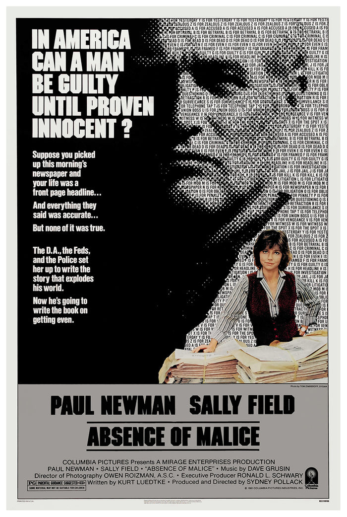 Absence of Malice 1981 - Paul Newman - US - Classic Movie Poster