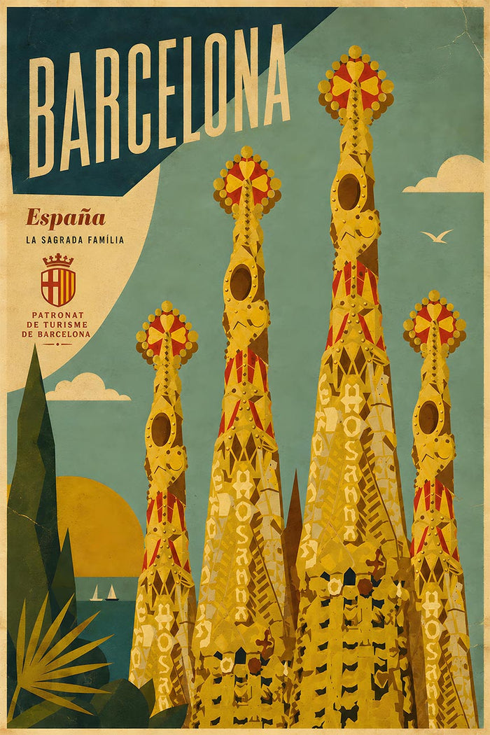 Spain - Barcelona - Vintage Tourism Travel Poster