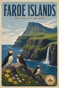 Denmark - Faroe Islands - Vintage Tourism Travel Poster