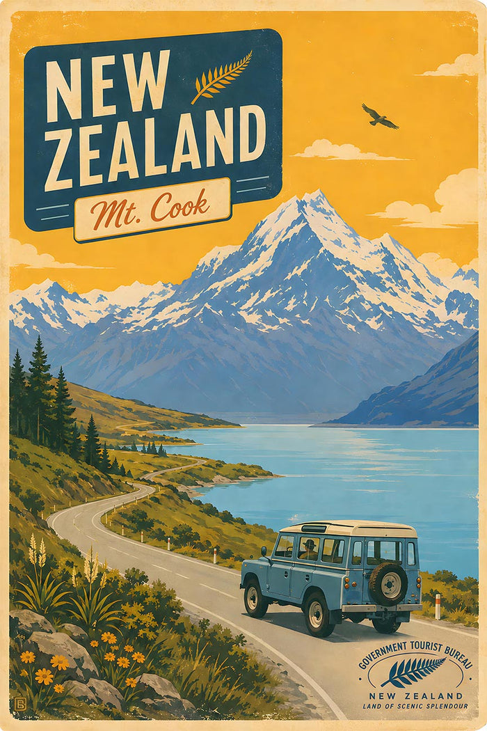 New Zealand - Mt Cook - Vintage Tourism Travel Poster