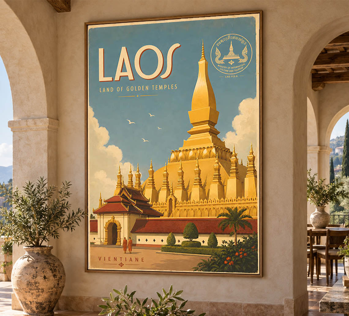 Laos - Tourism - v1 - Vintage Travel Poster