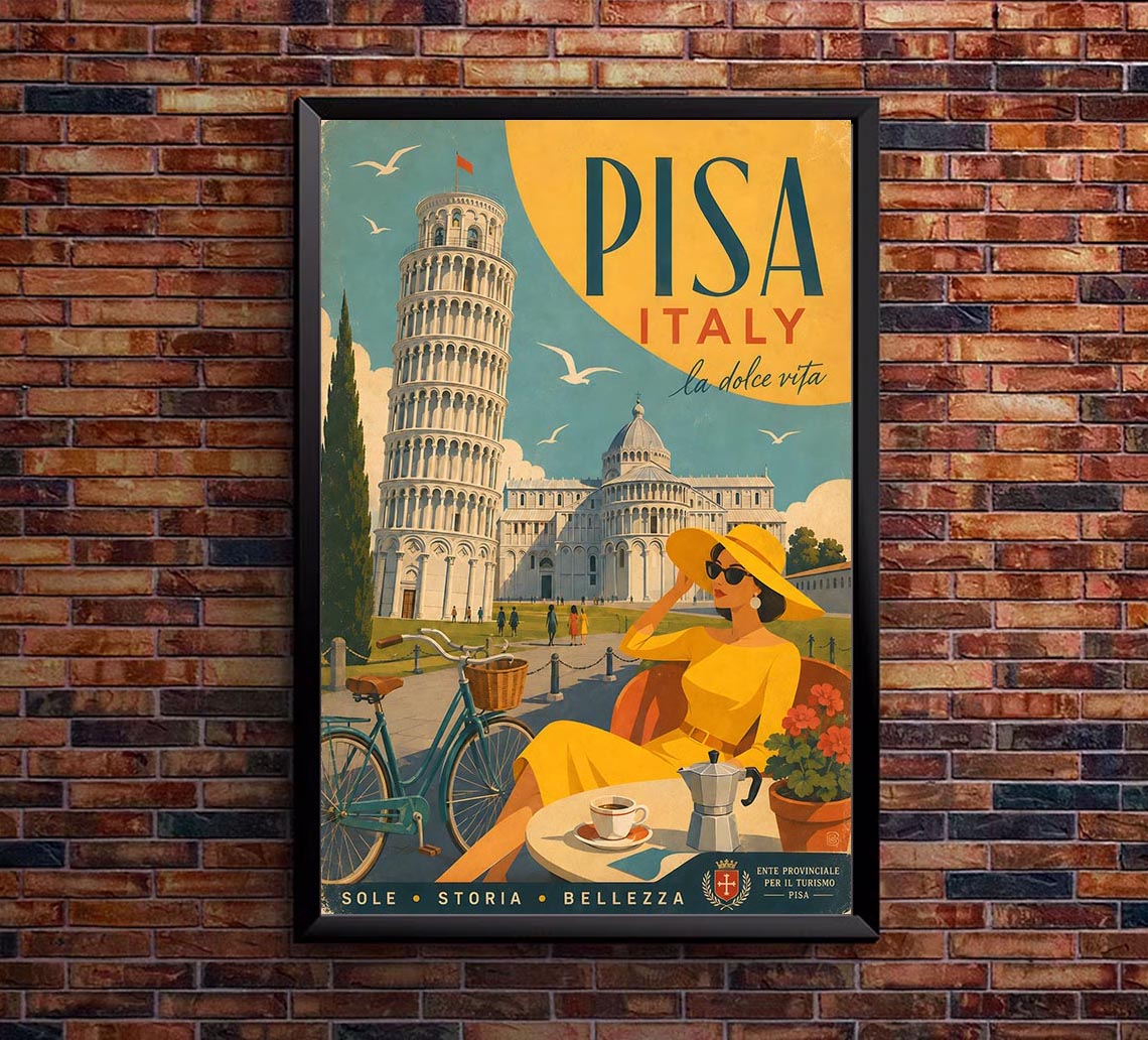 Italy - Pisa - Vintage Tourism Travel Poster