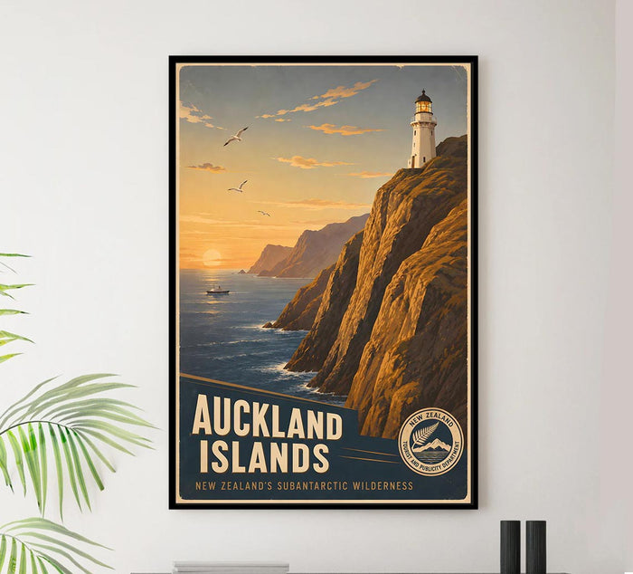 New Zealand - Auckland Islands - Vintage Tourism Travel Poster