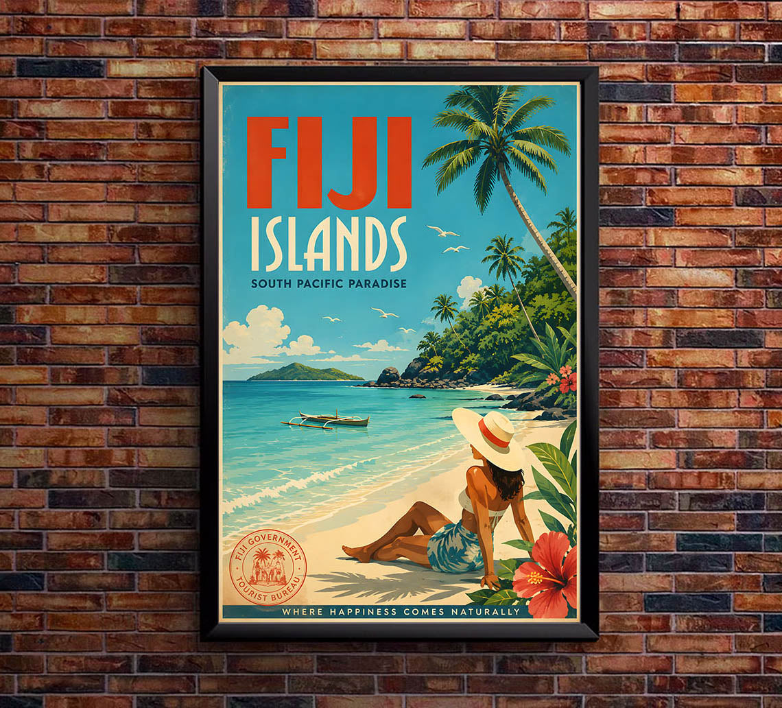 Fiji Islands - Tourism - v1 - Vintage Travel Poster