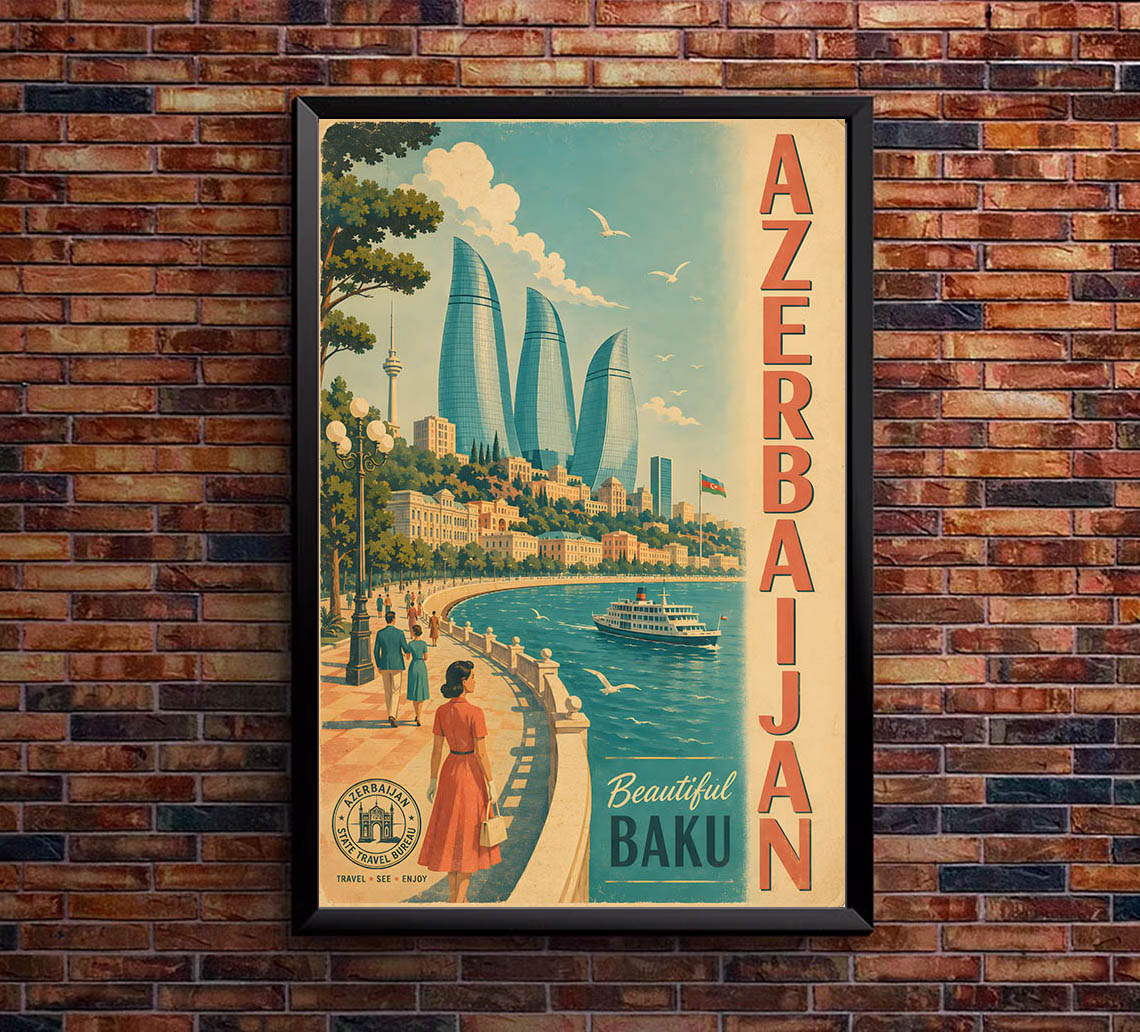 Azerbaijan - Tourism - v1 - Vintage Travel Poster