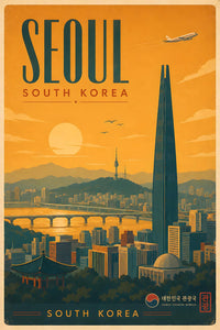 South Korea - Seoul - Vintage Tourism Travel Poster