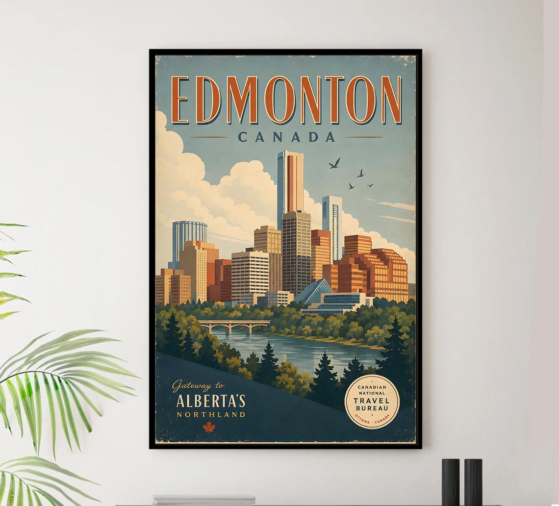 Canada - Edmonton - Vintage Tourism Travel Poster