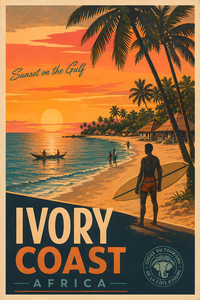 Africa - Ivory Coast - Vintage Tourism Travel Poster