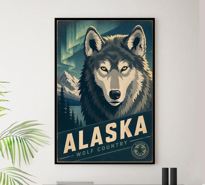 Alaska - Wolf Country - Vintage Tourism Travel Poster