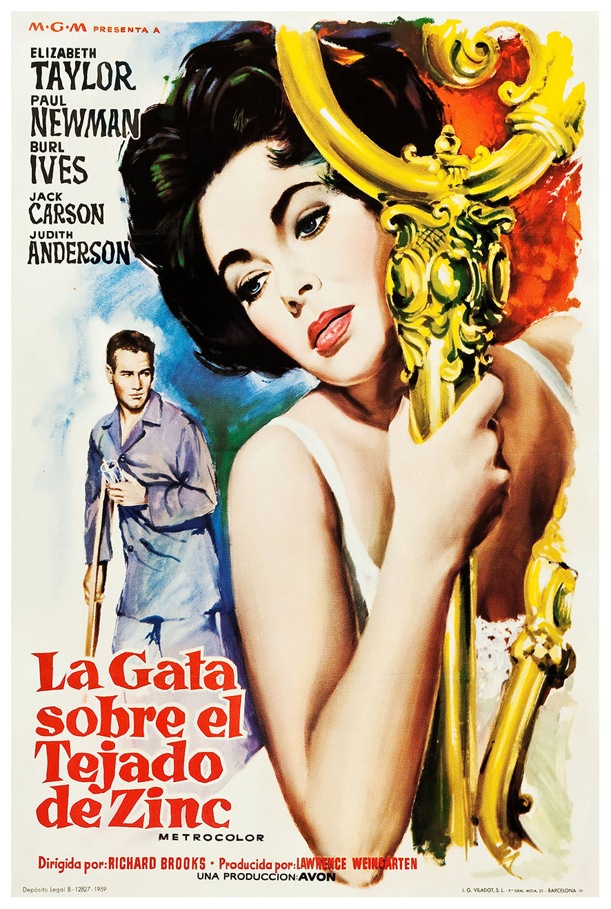 Cat on a Hot Tin Roof 1958 - Paul Newman - Spain - Classic Movie Poster