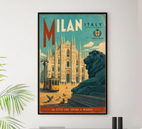 Italy - Milan - Vintage Tourism Travel Poster