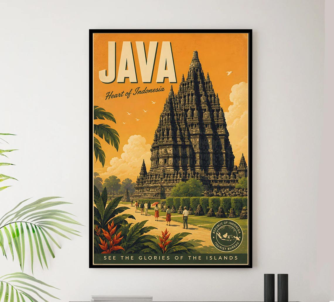 Indonesia - Java - Vintage Tourism Travel Poster