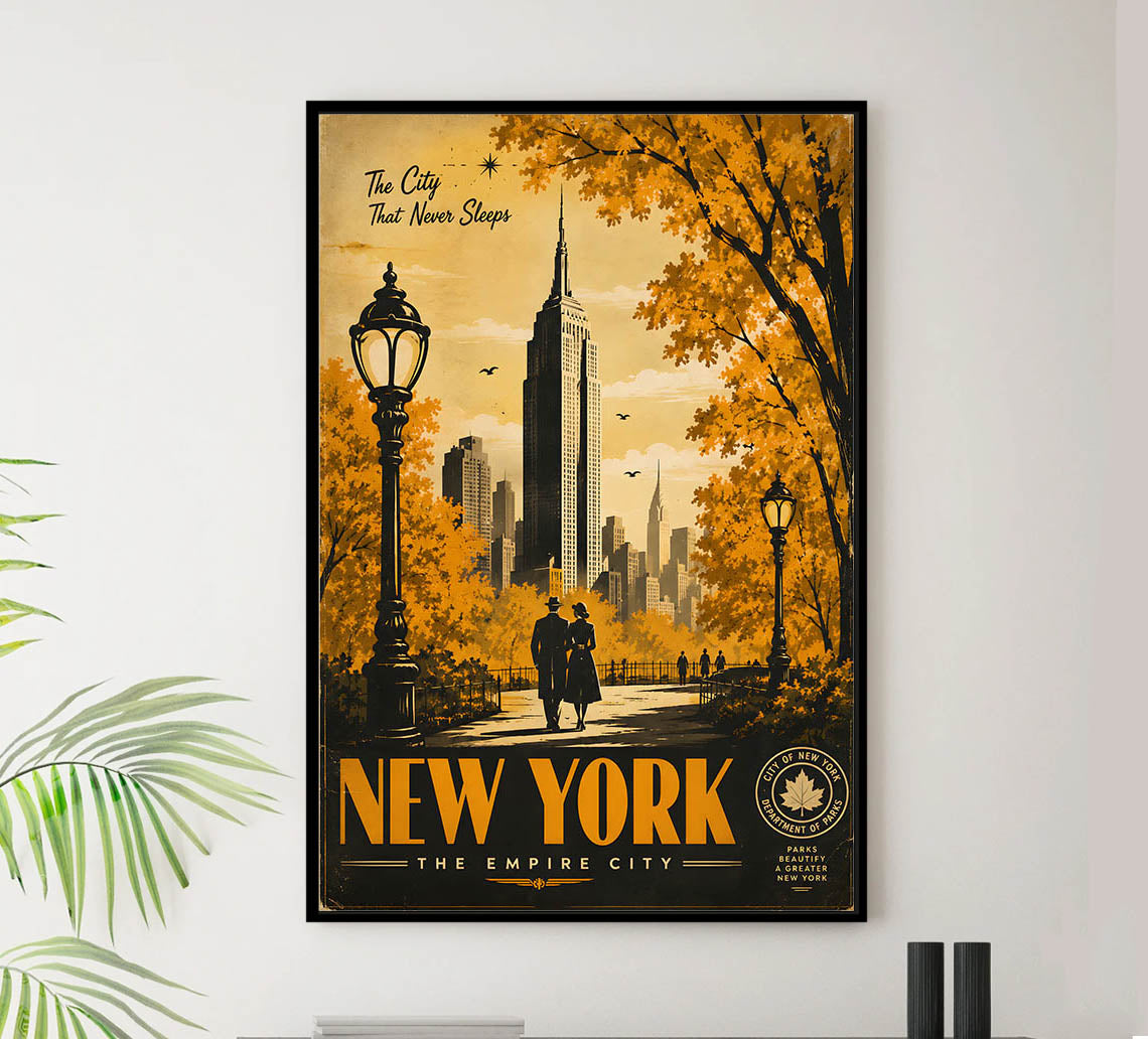 New York - Central Park - Tourism - v1 - Vintage Travel Poster
