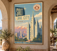 Utah - Salt Lake City - Vintage Tourism Travel Poster