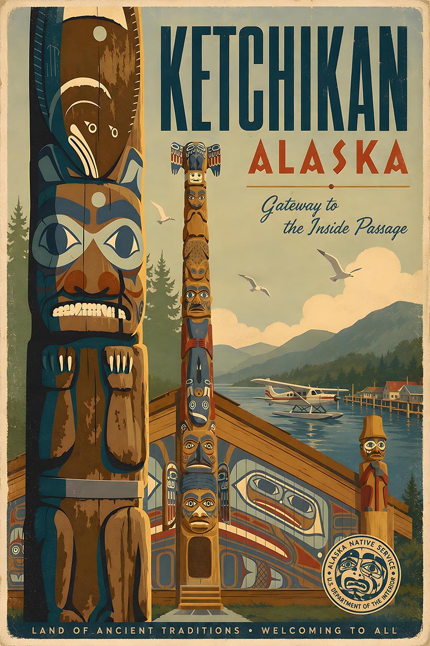 Alaska - Ketchikan - Vintage Tourism Travel Poster