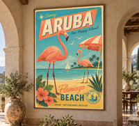 Aruba - Flamingo - Vintage Tourism Travel Poster
