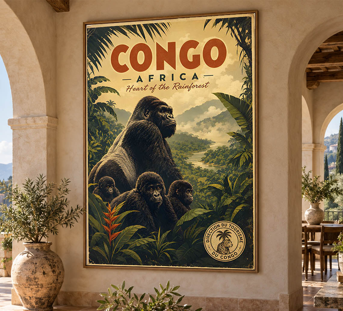 Africa - Congo - Vintage Tourism Travel Poster – Lost Island