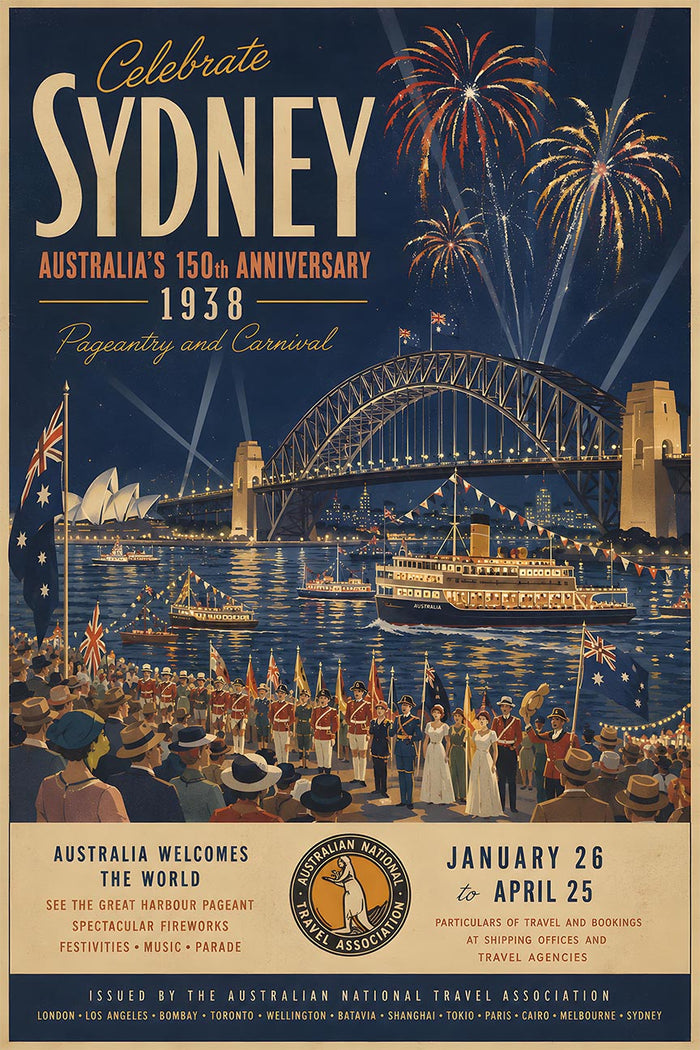 Australia - Sydney 1938 - Vintage Tourism Travel Poster