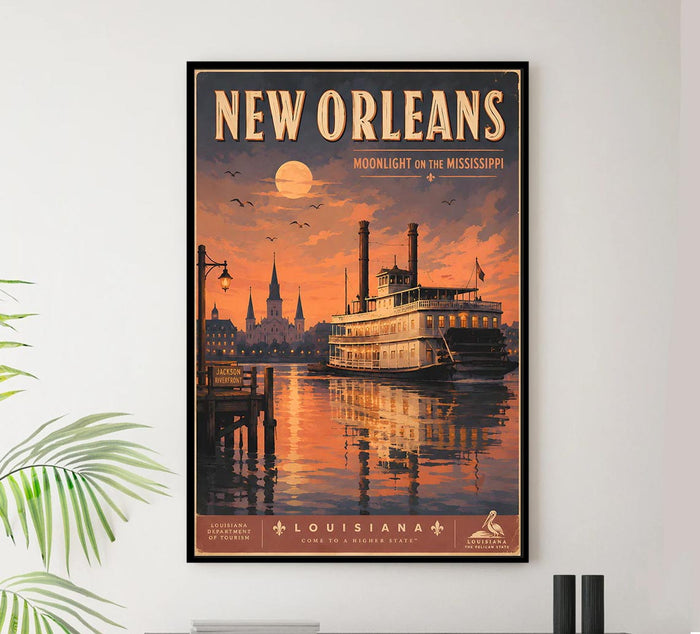 Louisiana - New Orleans v1 - Vintage Tourism Travel Poster