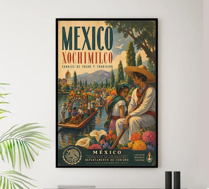 Mexico - Xochimilco - Vintage Tourism Travel Poster