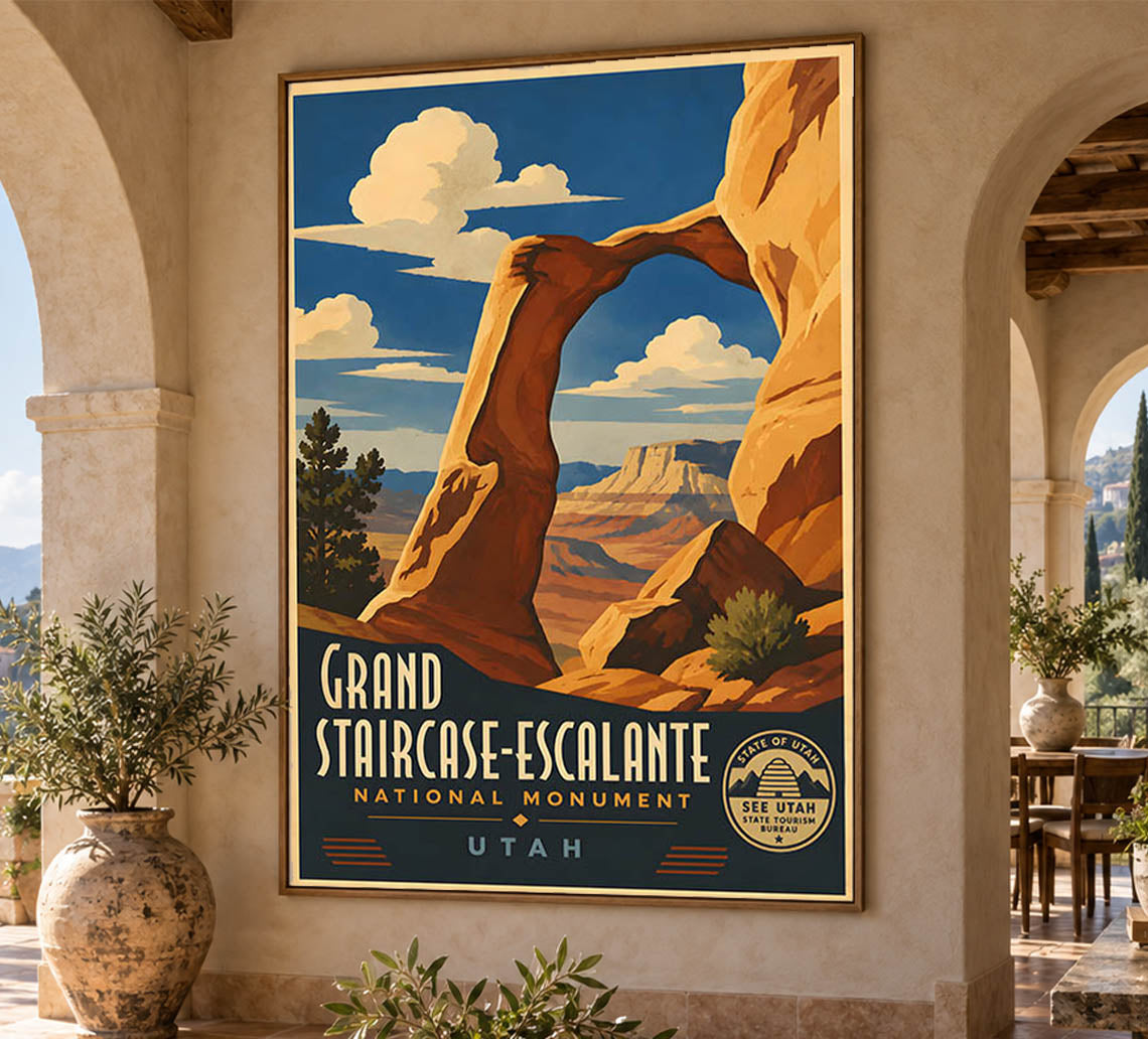 Utah - Grand Staircase-Escalante - Vintage Tourism Travel Poster
