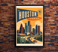 Texas - Houston - Vintage Tourism Travel Poster