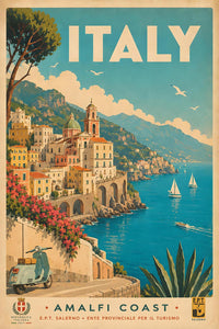 Italy - Amalfi Coast - Vintage Tourism Travel Poster
