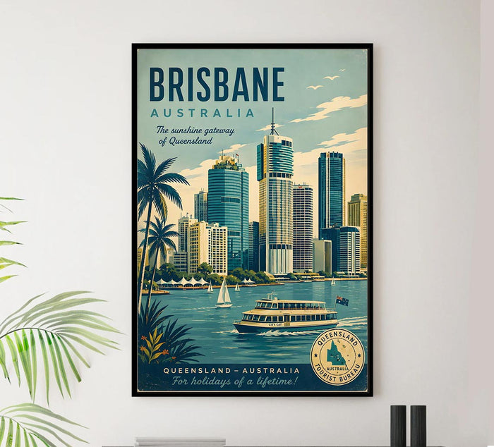 Australia - Brisbane 1 - Vintage Tourism Travel Poster
