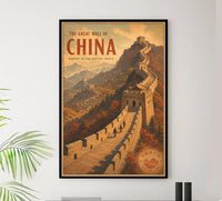 China - The Great Wall of China - Vintage Tourism Travel Poster