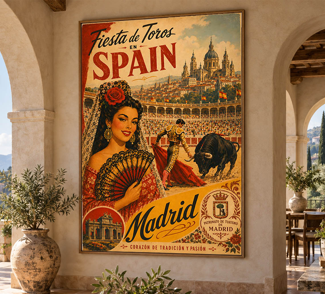Spain - Madrid - Vintage Tourism Travel Poster